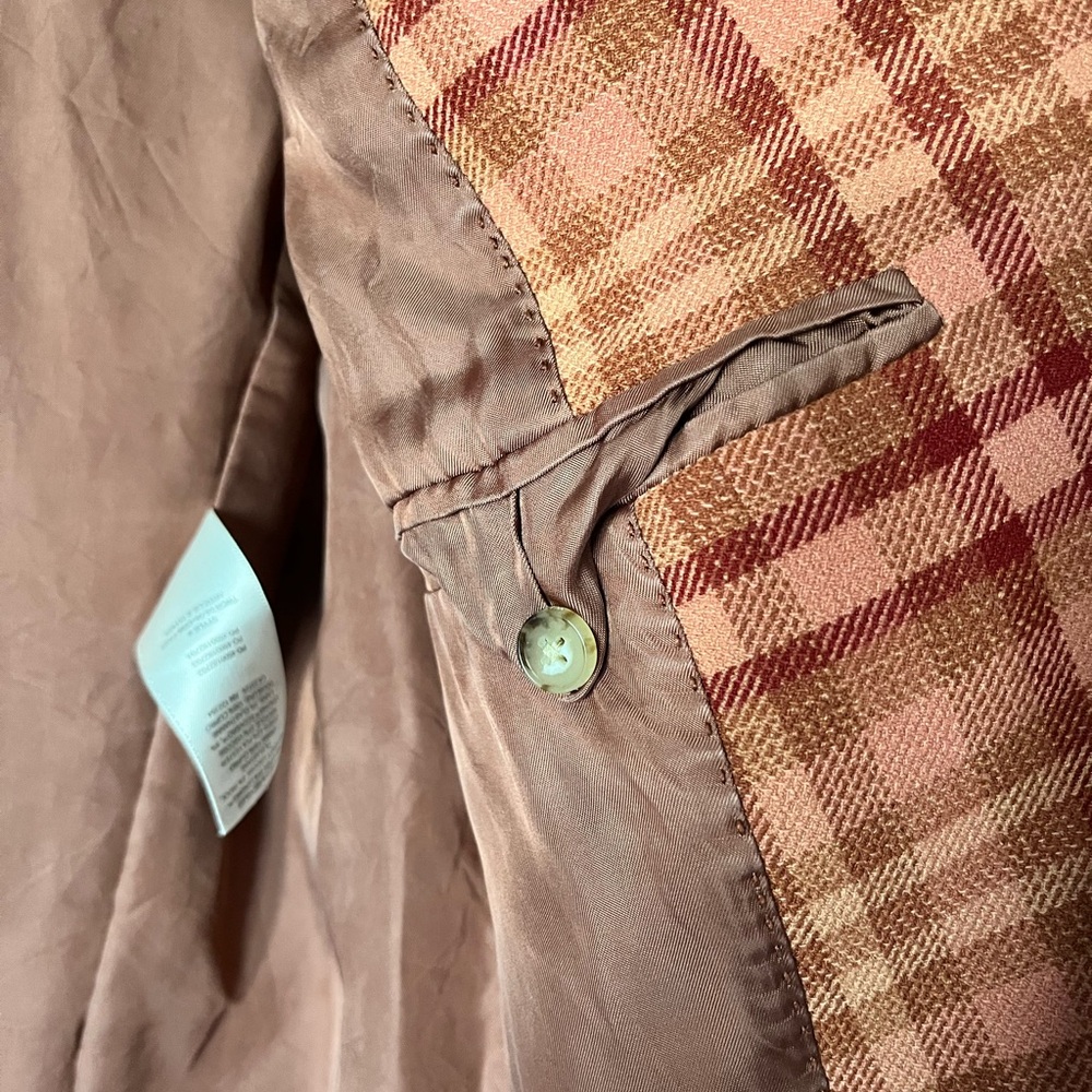 Wilfred Orange and Tan Plaid Double-Breasted Destiny Blazer - Picture 5 of 9
